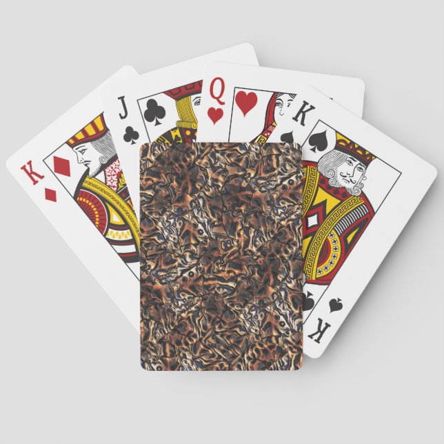 Grainy texture satin brown embossed and grayish    playing cards (Back)