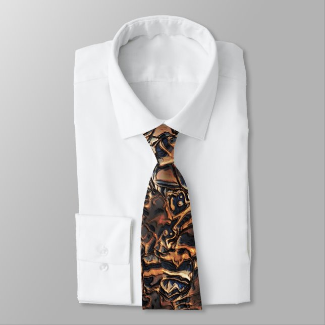 Grainy texture satin brown embossed and grayish    tie (Tied)