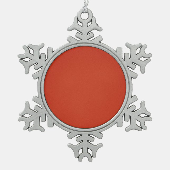 Grainy Warm Red Background Snowflake Pewter Christmas Ornament (Front)