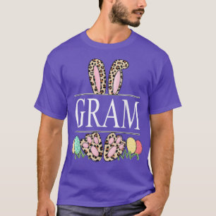 gram Bunny Leopard Grandma Easter Day Rabbit Eggs T-Shirt