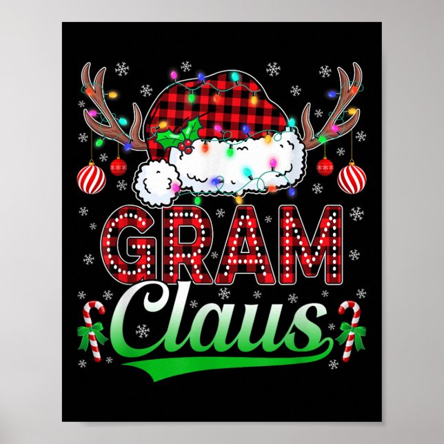 Gram Claus Christmas Lights Matching Family Xmas P Poster (Front)