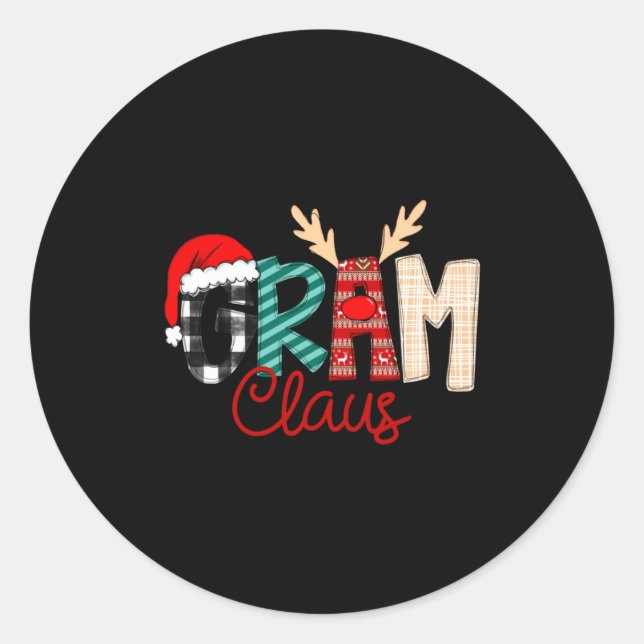 Gram Claus Xmas Happy New Santa Claus Merry Christ Classic Round Sticker (Front)