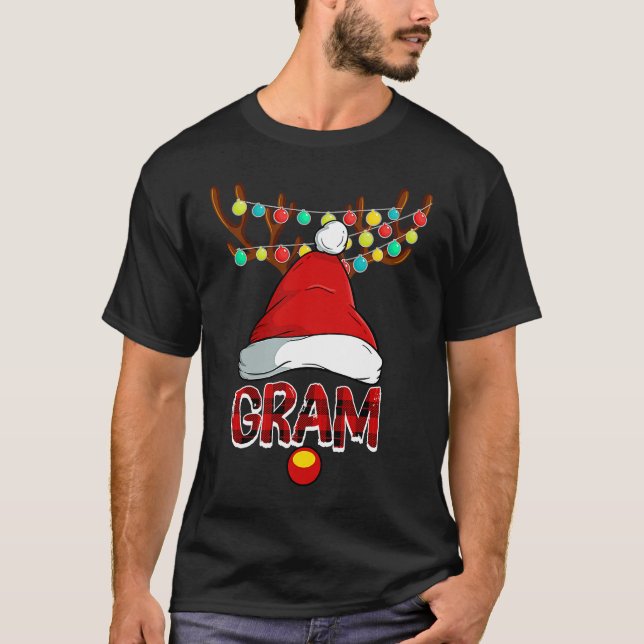 Gram Deer Matching Family Christmas Reindeer Face T-Shirt (Front)