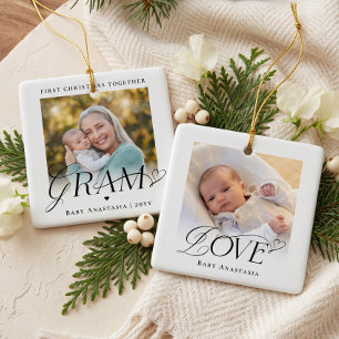 Gram First Christmas Grandchild Photo Keepsake Ceramic Ornament