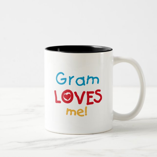 Gram Loves Me T-shirts and Gifts Two-Tone Coffee Mug (Right)