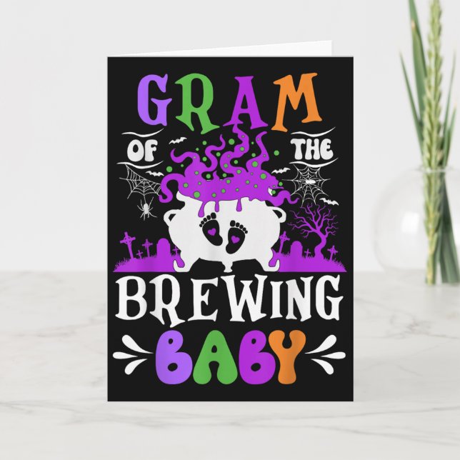 Gram Of The Brewing Baby Grandma To Be Halloween  Card (Front)