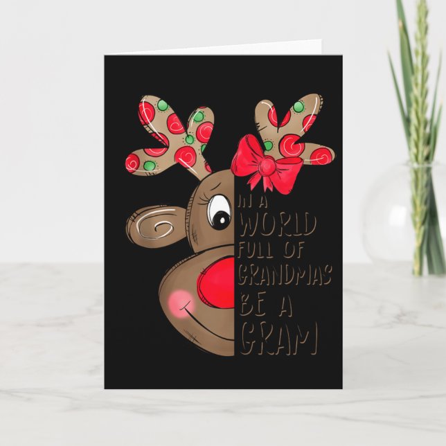 Gram Reindeer Xmas Happy Family New Reindeer Merry Card (Front)