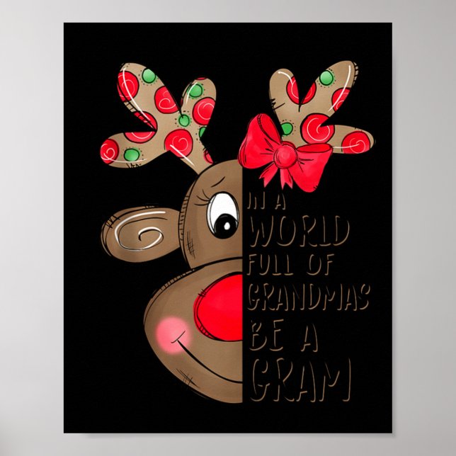Gram Reindeer Xmas Happy Family New Reindeer Merry Poster (Front)