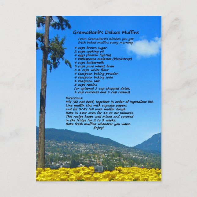 GramaBarb's Deluxe Muffin Recipe Postcard (Front)