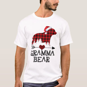 Gramma Bear Christmas Pajama Red Plaid Buffalo Fam T-Shirt