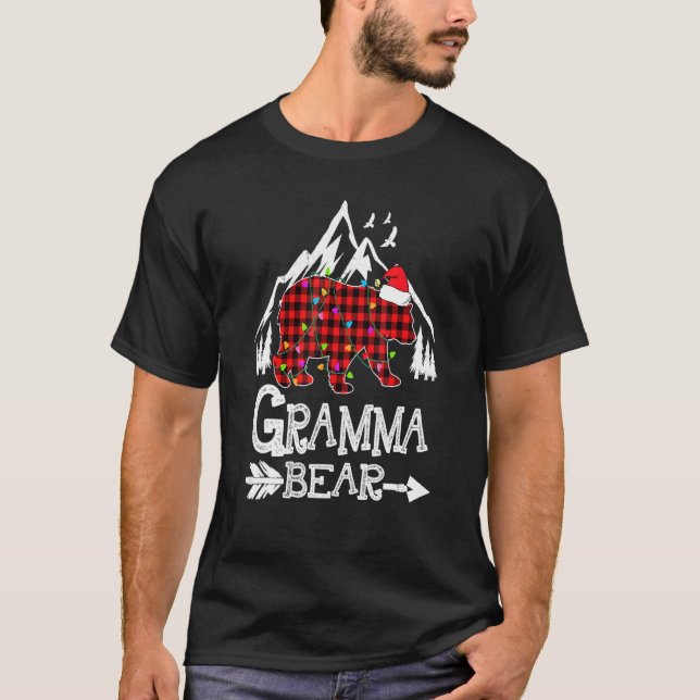 Gramma Bear , Red Buffalo Plaid Gramma Bear Pajama T-Shirt (Front)