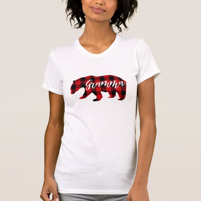 Gramma Bear | Red Plaid T-Shirt (Front)