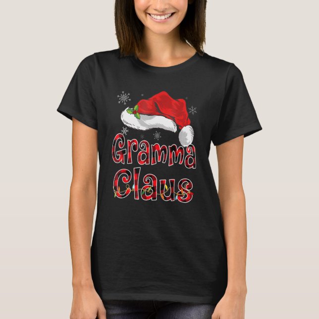 Gramma Claus Shirt Santa Hat Red Buffalo Plaid Chr (Front)