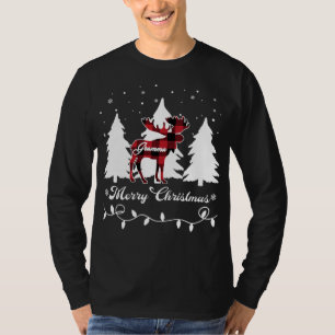 Gramma Moose Buffalo Red Plaid Christmas Matching T-Shirt