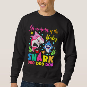 Gramma Of The Birthday Boy Shark Pink Blue Doo Doo Sweatshirt
