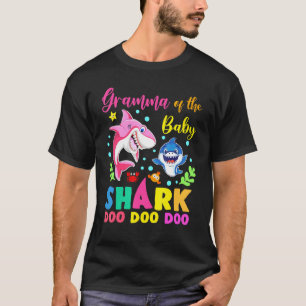Gramma Of The Birthday Boy Shark Pink Blue Doo Doo T-Shirt