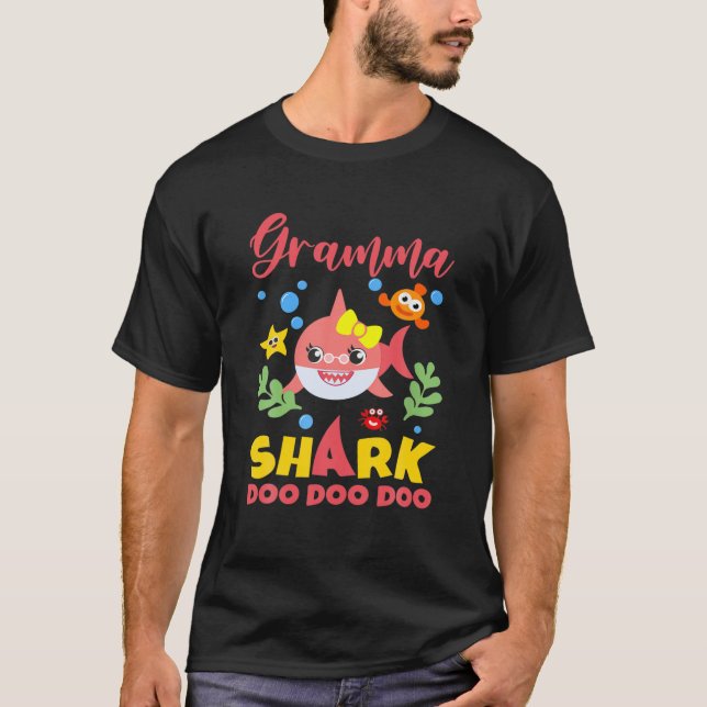 Gramma Shark Gift Cute Baby Shark Family Matching T-Shirt (Front)