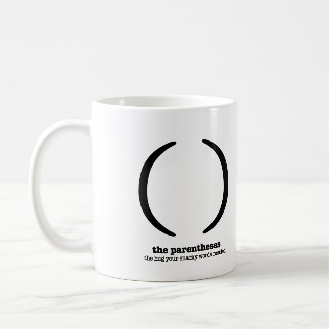 Grammar Coffee Mug Parentheses Punctuation Humour (Left)