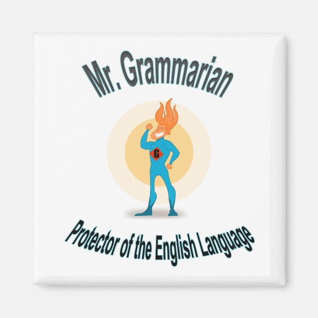 Grammar Fanatic Superhero Magnet (Front)