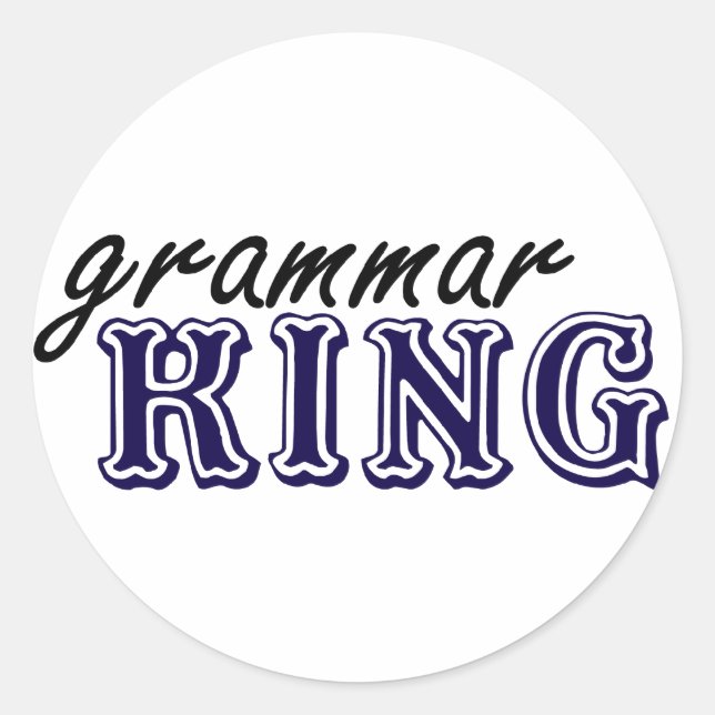 Grammar King Classic Round Sticker (Front)