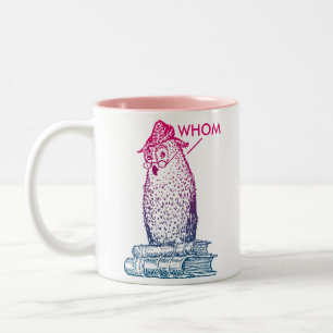 Grammar Owl Says Whom Two-Tone Coffee Mug