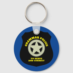 Grammar Police Badge Key Ring