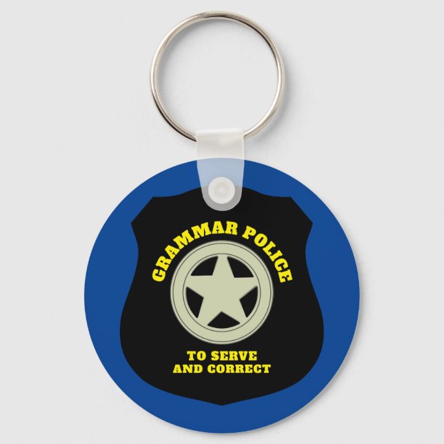 Grammar Police Badge Key Ring (Front)