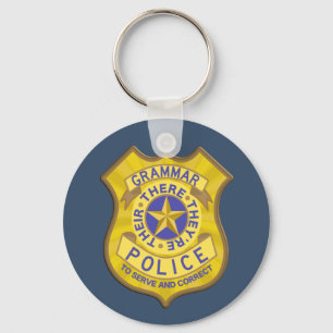 Grammar Police Badge Key Ring