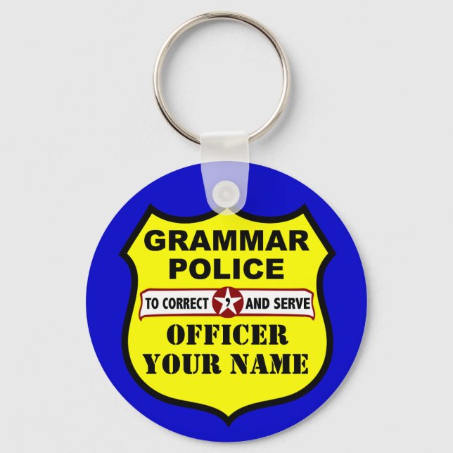 Grammar Police Customisable Keychain (Front)