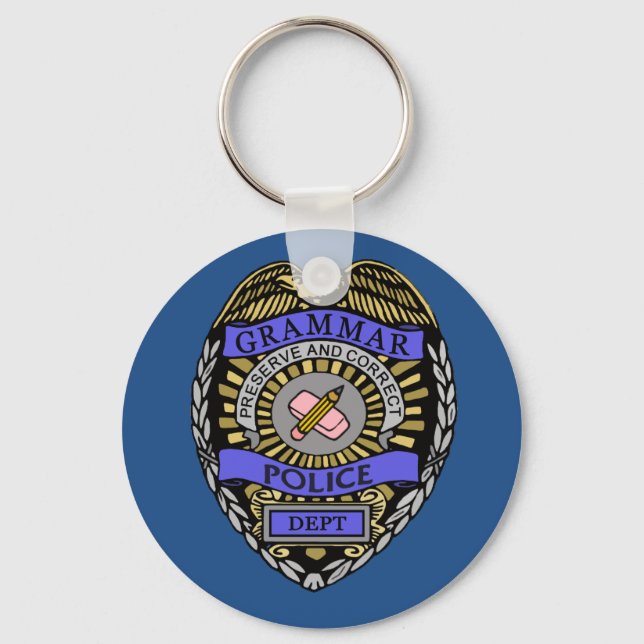 Grammar Police Dept Badge Pencil Eraser Key Ring (Front)