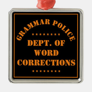 Grammar Police Humour Metal Tree Decoration