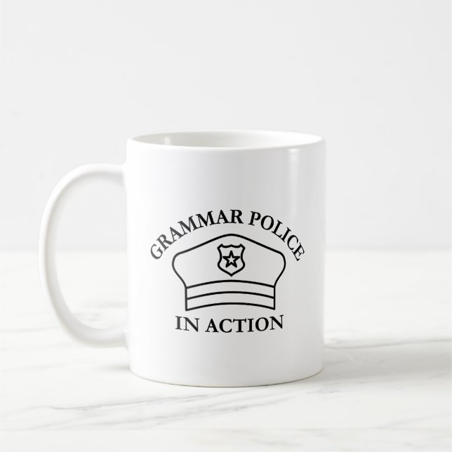 Grammar Police In Action | Funny English Teacher Coffee Mug (Left)