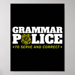 Grammar Police Officer Funny Badge Halloween Poster