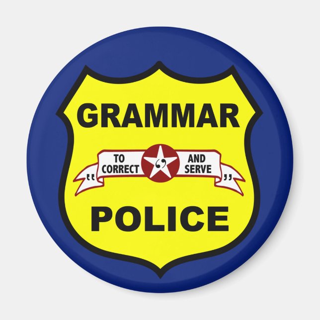 Grammar Police Round Magnet (Front)