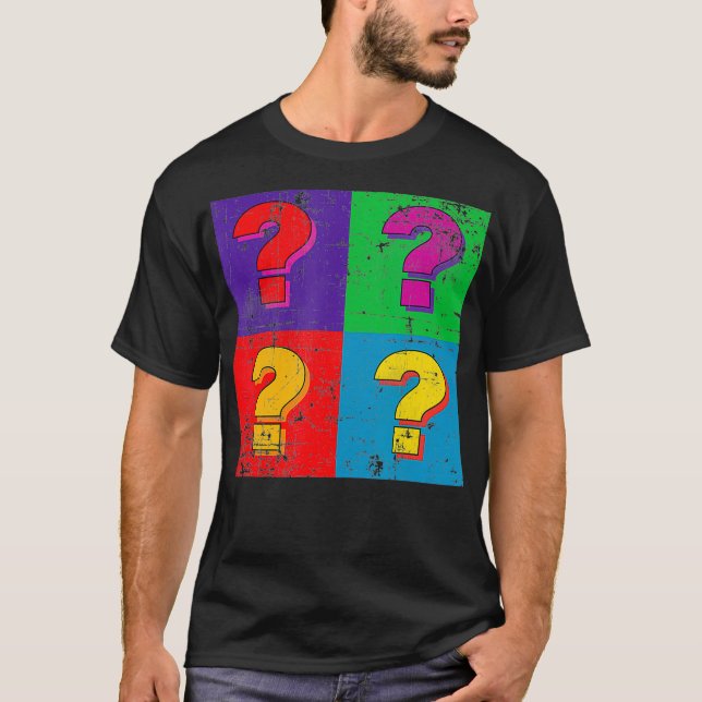 Grammar Punctuation Question Marks Retro Pop Art F T-Shirt (Front)