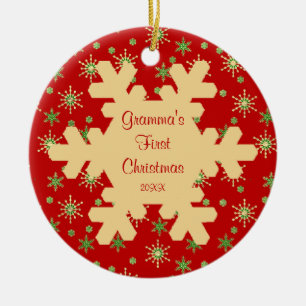 Gramma's First Christmas Red Snowflake Ornament