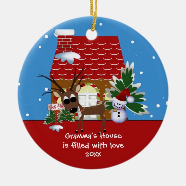 Gramma's Love House Christmas Ornament (Front)