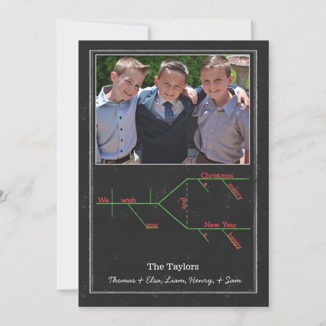 Grammatically Diagrammed Merry Christmas Carol Holiday Card (Front)