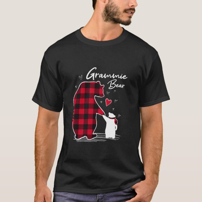 Grammie Bear Christmas Pajama Grandma Red Buffalo  T-Shirt (Front)
