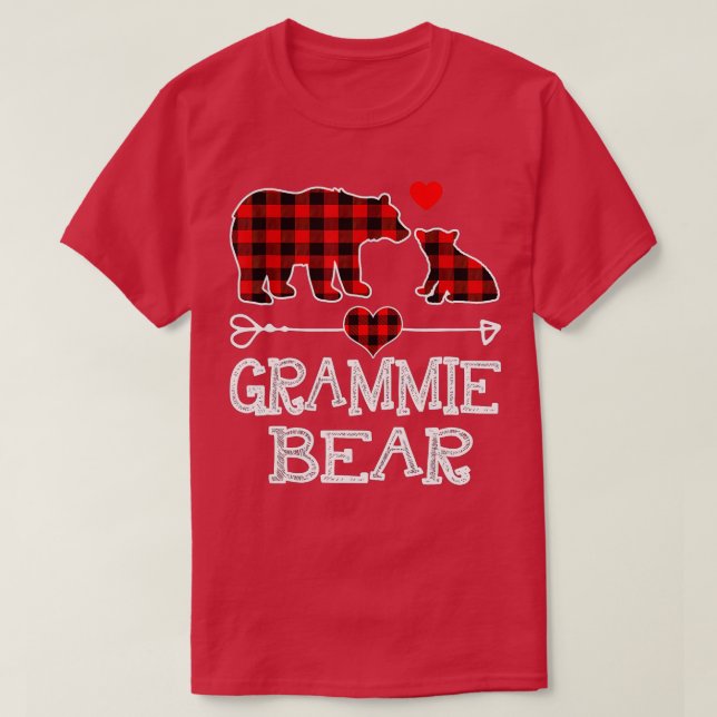 Grammie Bear Christmas Pajama Red Plaid Buffalo Fa T-Shirt (Design Front)
