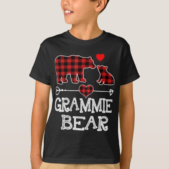 Grammie Bear Christmas Pajama Red Plaid Buffalo Fa T-Shirt (Front)
