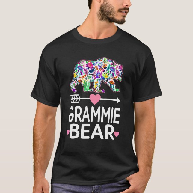 Grammie Bear Mothers Day Floral Matching Family 1 T-Shirt (Front)