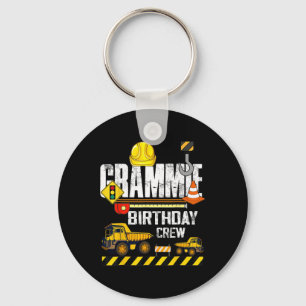 Grammie Birthday Crew Construction Excavator Party Key Ring