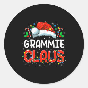 Grammie Claus Christmas Family Matching Pajamas Fu Classic Round Sticker