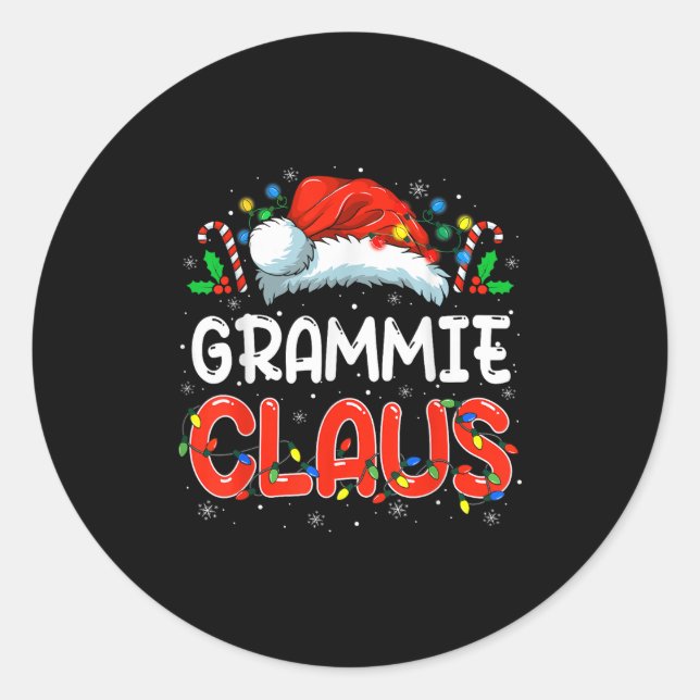 Grammie Claus Christmas Family Matching Pyjamas Fu Classic Round Sticker (Front)