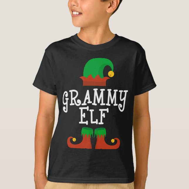 Grammie Elf Christmas Matching Family Funny Pajama T-Shirt (Front)