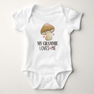 Grammie Loves Me Grandchild Mushroom Baby Bodysuit