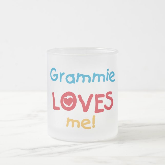 Grammie Loves Me T-shirts and Gifts Frosted Glass Coffee Mug (Center)