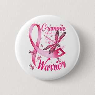 Grammie Of A Warrior Dragonfly Breast Cancer 6 Cm Round Badge