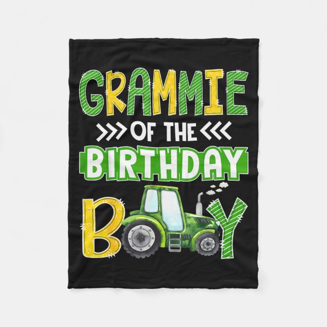 Grammie Of The Birthday Boy Tractors Farm Trucks F Fleece Blanket (Front)